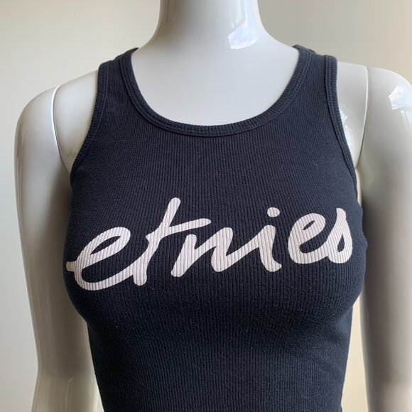 Etnies girls skate black & white logo print ribbed cotton tank top - Picture 3 of 4